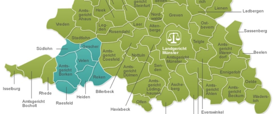 Grafik des Bezirks des Landgerichts Münster